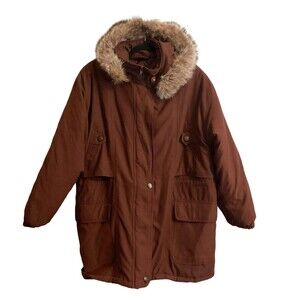 Larry Levine Women's Sz S Removable Raccoon Fur Hood Winter Parka Anorak